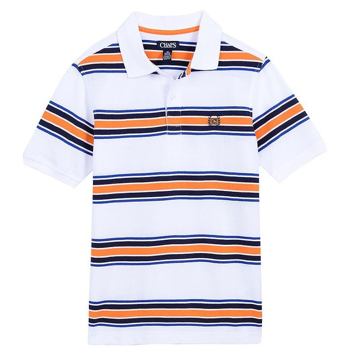 Boys 4-20 Chaps Striped Polo, Boy's, Size: 5, White