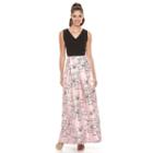 Women's Chaya Floral Colorblock Evening Gown, Size: 12, Oxford
