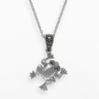 Lavish By Tjm Sterling Silver Frog Pendant - Made With Swarovski Marcasite, Women's, Size: 18, Grey