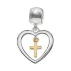 Individuality Beads Sterling Silver & 14k Gold Over Silver Heart & Cross Charm, Women's
