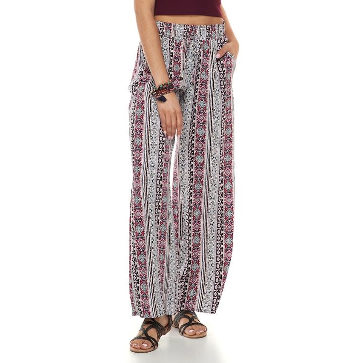 Juniors' Joe B Challis Tie Front Wide-leg Pants, Teens, Size: Large, Blue