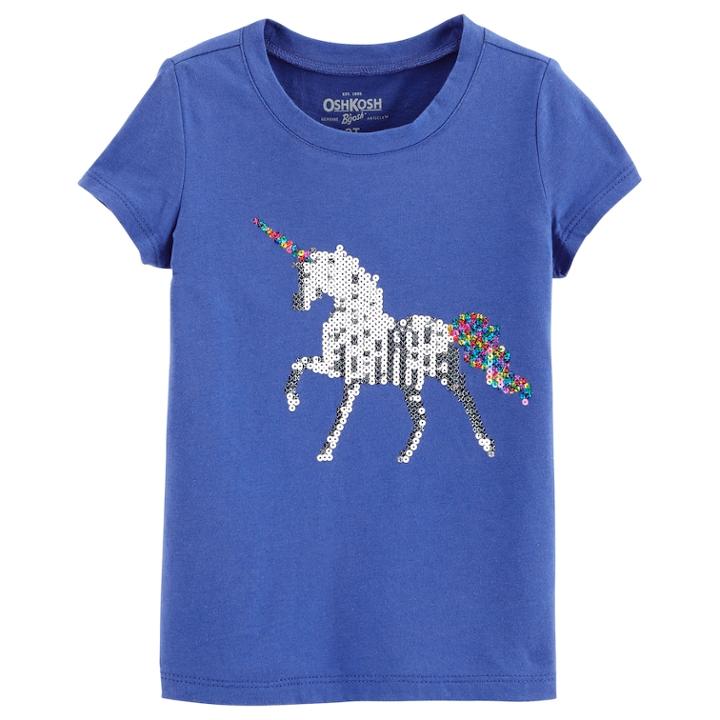 Girls 4-12 Oshkosh B'gosh&reg; Reversible Sequin Unicorn Tee, Size: 6-6x, Med Blue