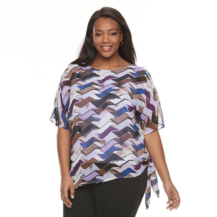 Plus Size Dana Buchman Chiffon Popover Top, Women's, Size: 2xl, Med Purple