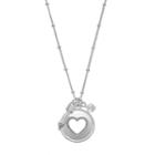 Long Cutout Heart & Arrow Charm Necklace, Women's, Silver