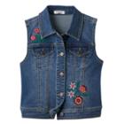 Girls 7-16 & Plus Size Mudd&reg; Floral Embroidered Denim Vest, Girl's, Size: 12, Blue