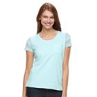 Women's Caribbean Joe Lace-sleeve Scoopneck Tee, Size: Medium, Light Blue