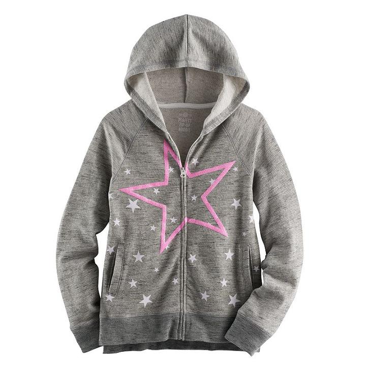 Girls 7-16 & Plus Size So&reg; Puff-print Perfect Zip-up Hoodie, Girl's, Size: 14, Dark Grey