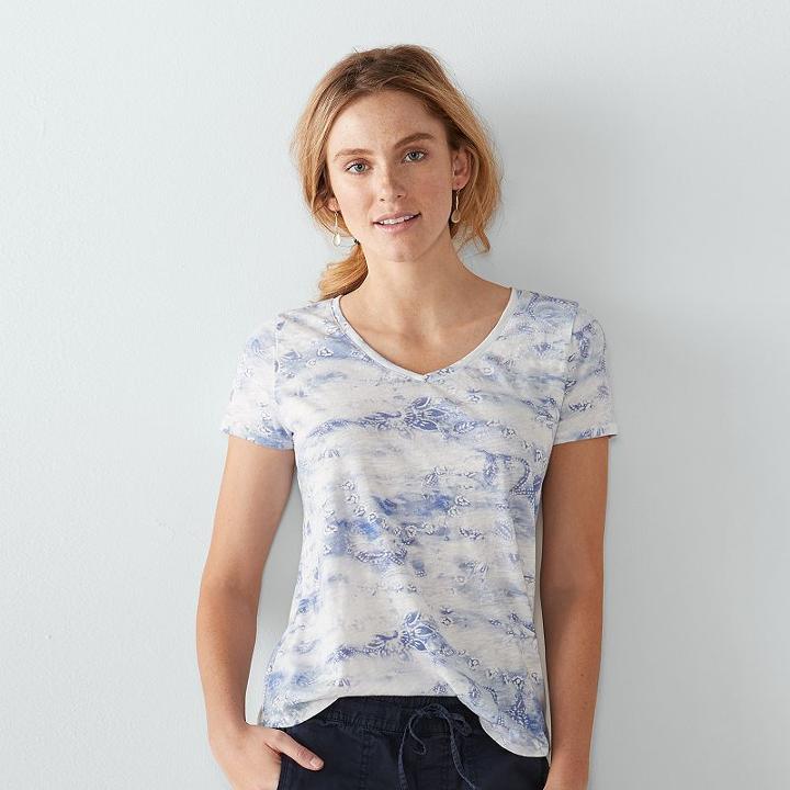 Women's Sonoma Goods For Life&trade; Slubbed V-neck Tee, Size: Small, Blue