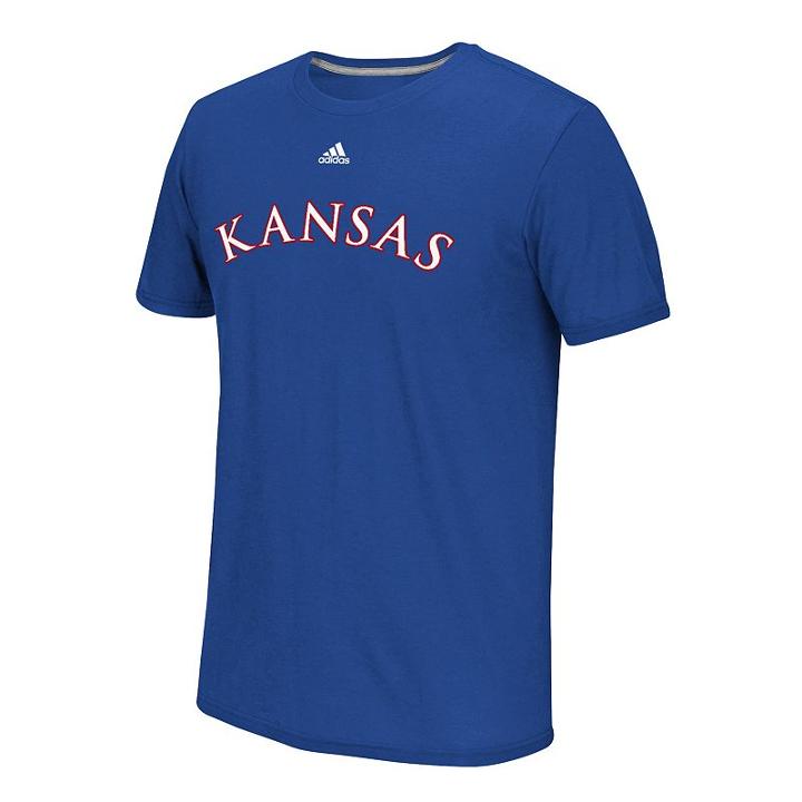 Men's Adidas Kansas Jayhawks Team Font Tee, Size: Medium, Blue