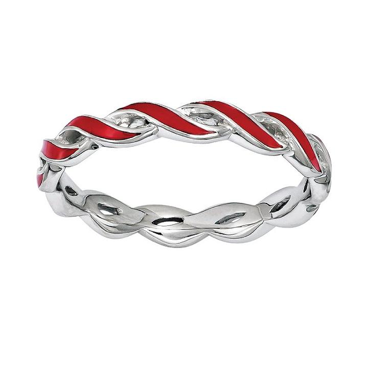 Stacks And Stones Sterling Silver Stack Ring, Women's, Size: 6, Red