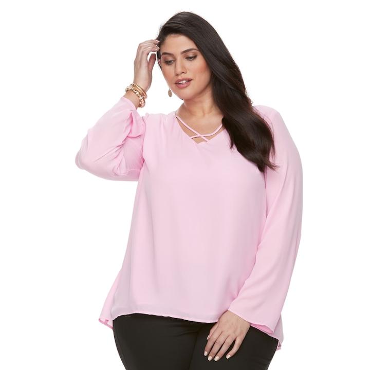 Plus Size Apt. 9&reg; Cross Front Chiffon Top, Women's, Size: 3xl, Light Pink