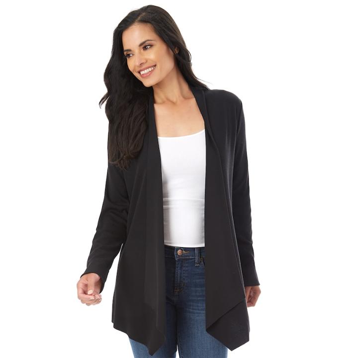 Women's Apt. 9&reg; French Terry Cardigan, Size: Medium, Black