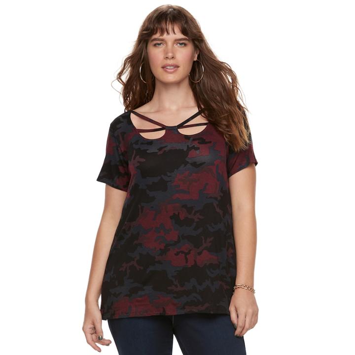 Plus Size Rock & Republic&reg; Strappy Tee, Women's, Size: 2xl, Red
