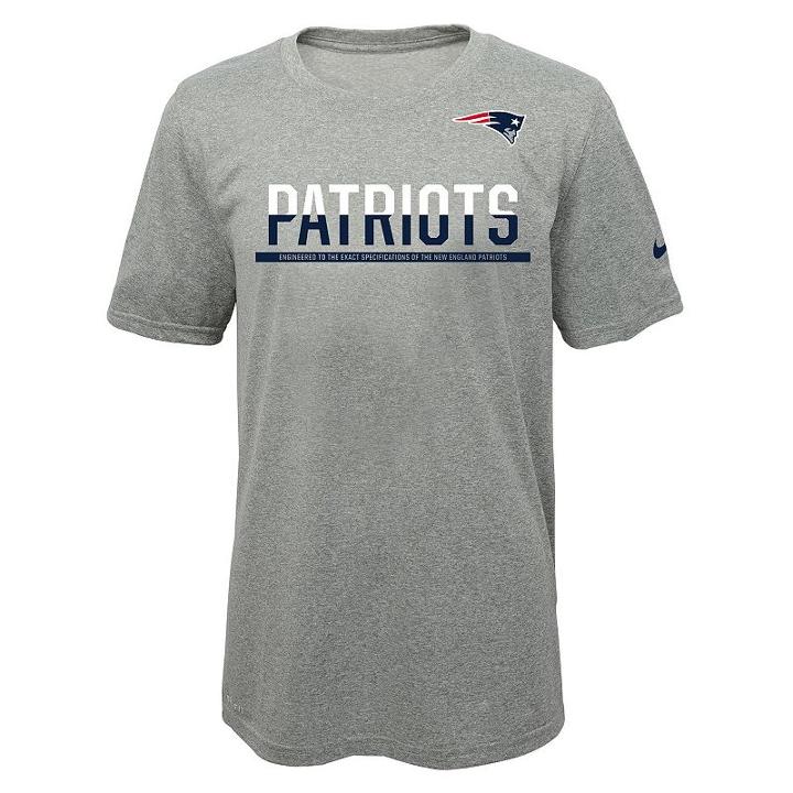 Boys 8-20 Nike New England Patriots Practice Dri-fit Tee, Boy's, Size: M(10-12), Dark Grey