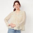 Women's Lc Lauren Conrad Striped Swing Top, Size: Small, White