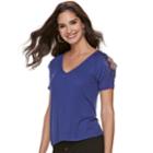 Women's Jennifer Lopez Lace Cold-shoulder Tee, Size: Medium, Drk Purple