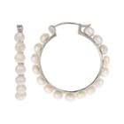 Pearlustre By Imperial Sterling Silver Freshwater Cultured Pearl Hoop Earrings, Women's, White