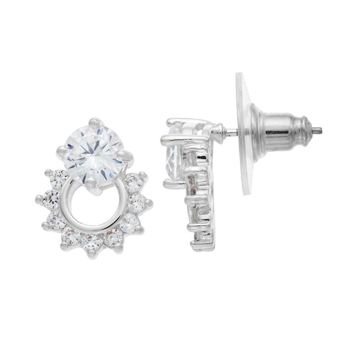 Napier Cubic Zirconia Nickel Free Doorknocker Earrings, Women's, Silver