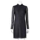 Women's Suite 7 Lace Mockneck Shift Dress, Size: 8, Black
