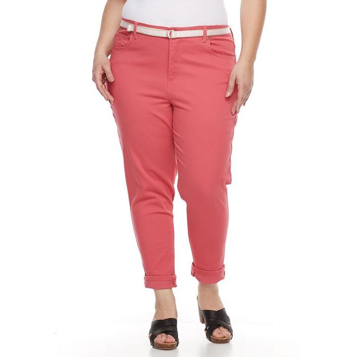 Plus Size Gloria Vanderbilt Amanda Roll-cuff Crop Jeans, Women's, Size: 18 W, Brt Pink