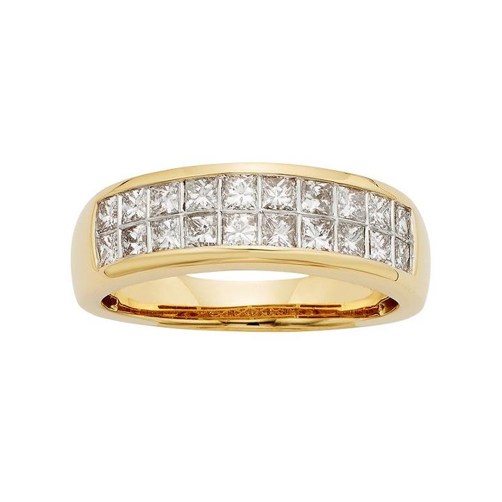 14k Gold Igl Certified 1 Carat T.w. Diamond Multirow Wedding Ring, Women's, Size: 6.50, Yellow
