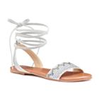 Candie's&reg; Women's Beaded Lace-up Sandals, Girl's, Size: 7, Blue