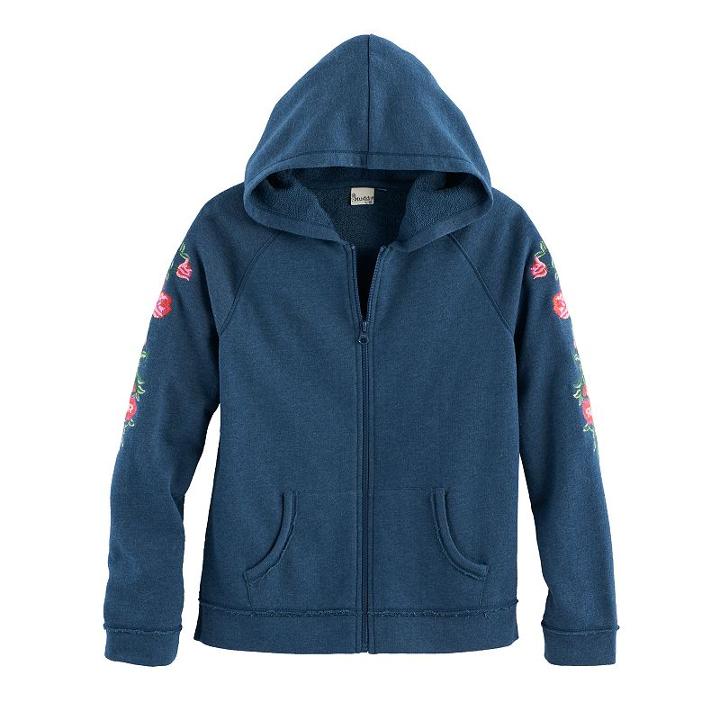 Girls 7-16 Mudd&reg; Zip-up Embellished Hoodie, Size: 12, Med Blue