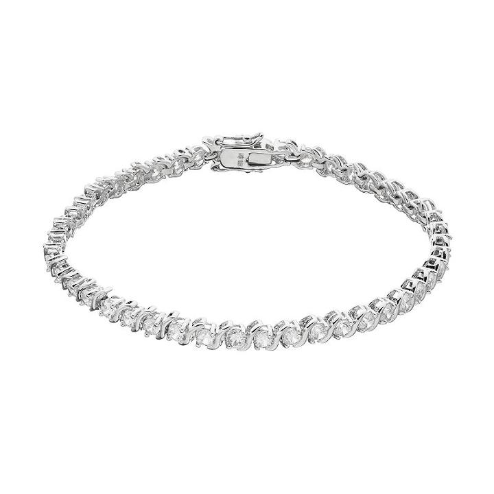Dovetail Silver Tone Cubic Zirconia Tennis Bracelet, Women's, Size: 7.5, White