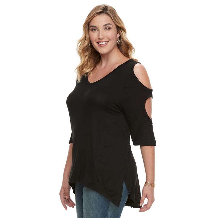 Plus Size French Laundry Cold Shoulder V-neck Tee, Women's, Size: 2xl, Oxford