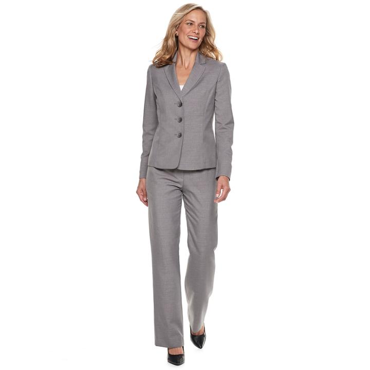 Women's Le Suit Jacket & Pant Suit, Size: 14, Dark Grey