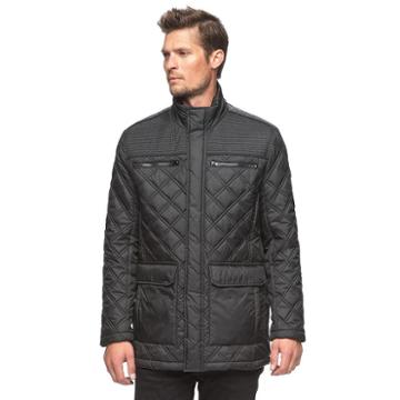 Men's Am Studio By Andrew Marc Quilted Midlength Jacket, Size: Xl, Black