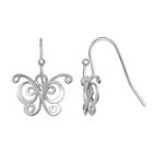 Primrose Sterling Silver Butterfly Drop Earrings, Women's, Grey