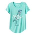 Girls 7-16 & Plus Size Mudd&reg; Raw Edge Scoopneck Shiny Graphic Tee, Girl's, Size: 12 1/2, Brt Green