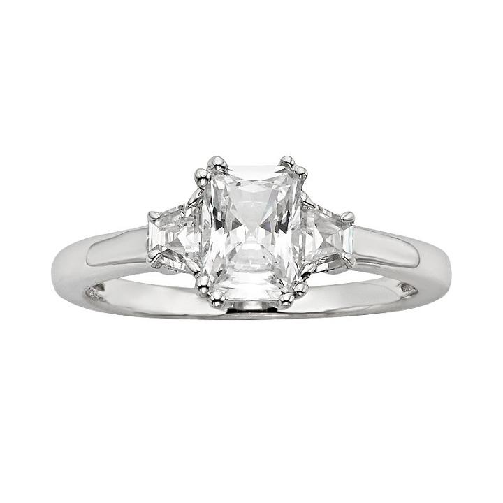 Diamonore Radiant-cut Ggl Certified Simulated Diamond Engagement Ring In Sterling Silver (1 1/2 Ct. T.w.), Women's, Size: 8, White