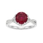 Sterling Silver Lab-created Ruby & White Sapphire Halo Ring, Women's, Size: 6, Red