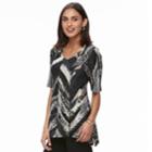 Women's Dana Buchman Print Elbow Sleeve Sharkbite Top, Size: Small, Dark Beige