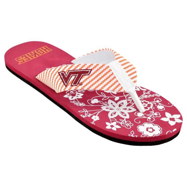 Women's Virginia Tech Hokies Floral Flip Flop Sandals, Size: Medium, Multi