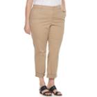 Plus Size Gloria Vanderbilt Rowan Roll-up Capris, Women's, Size: 16 - Regular, Beig/green (beig/khaki)