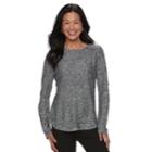 Women's Croft & Barrow&reg; Marled Crewneck Sweater, Size: Xl, Black Marl