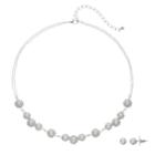 Simulated Pearl Nickel Free Flower Necklace & Stud Earring Set, Women's, White