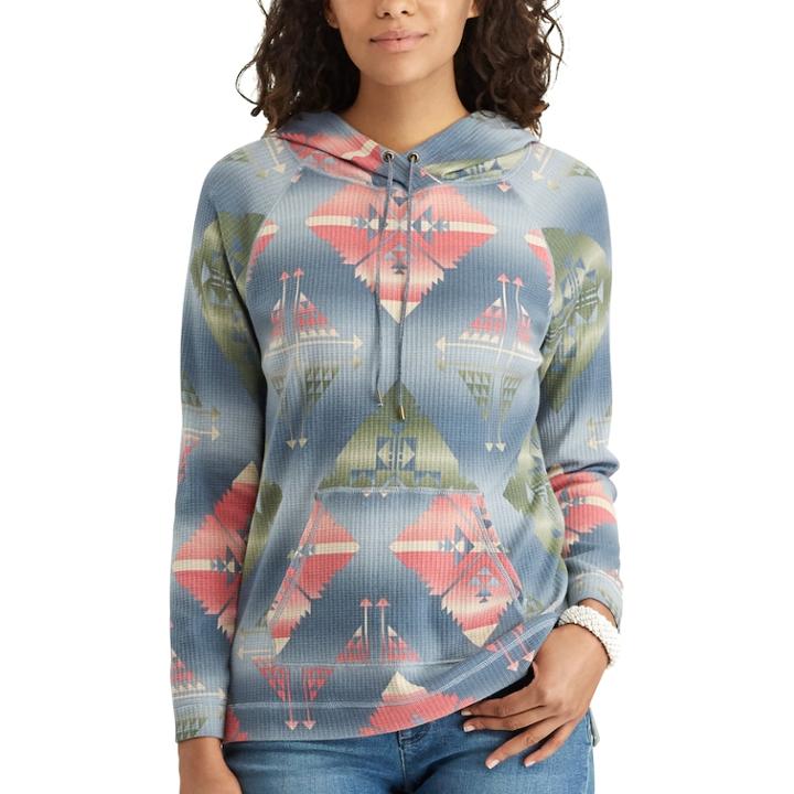 Petite Chaps Southwestern Hoodie, Women's, Size: L Petite, Blue