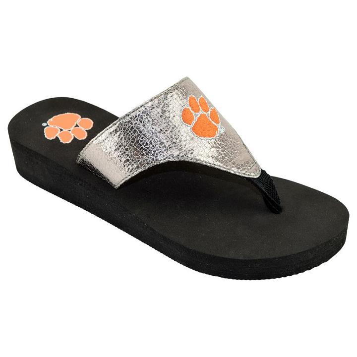 Women's Clemson Tigers Shine Platform Flip-flops, Size: Medium, Red/coppr (rust/coppr)