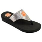 Women's Clemson Tigers Shine Platform Flip-flops, Size: Medium, Red/coppr (rust/coppr)