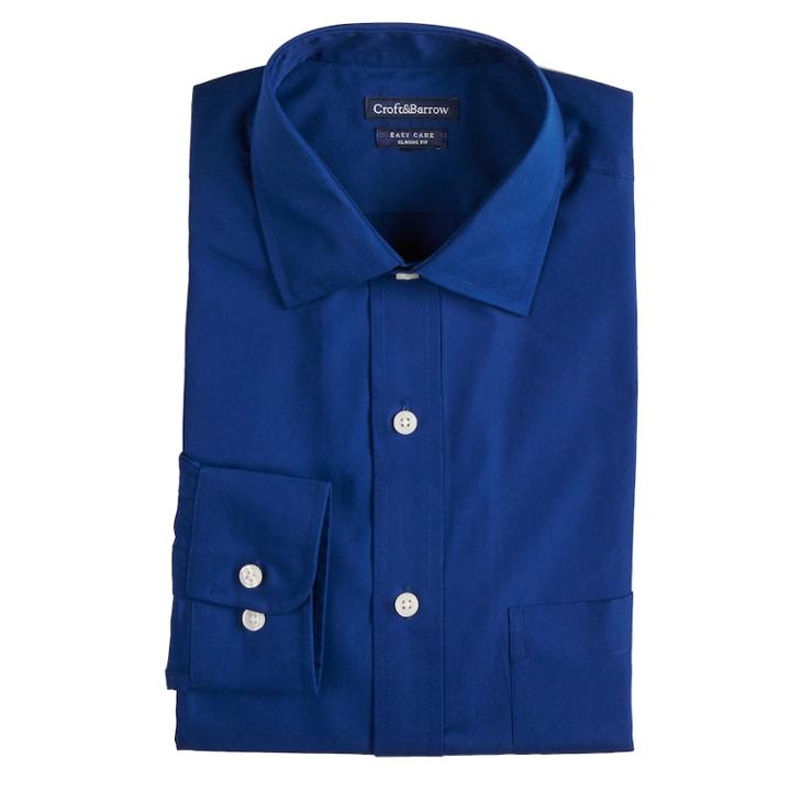 Men's Croft & Barrow&reg; Regular-fit Easy-care Spread-collar Dress Shirt, Size: 18.5-34/35, Dark Blue