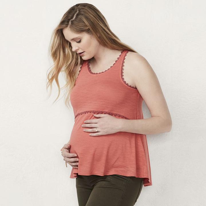 Maternity Lc Lauren Conrad Crochet Tank, Women's, Size: Xl-mat, Lt Orange