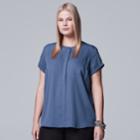 Plus Size Simply Vera Vera Wang Essential Popover Top, Women's, Size: 3xl, Blue