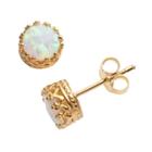 14k Gold Over Silver Lab-created Opal Crown Stud Earrings, Women's, White