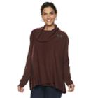 Petite Napa Valley Cowlneck Buckle-detail Dolman Sweater, Women's, Size: S Petite, Dark Brown