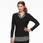 Women's Croft & Barrow&reg; 2-fer Sweater, Size: Xl, Oxford