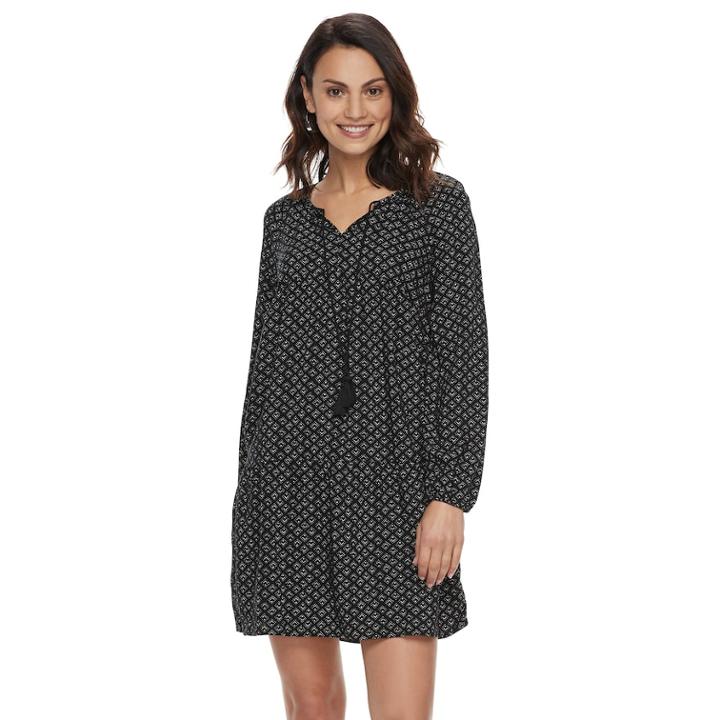 Petite Sonoma Goods For Life&trade; Tie Neck Peasant Dress, Women's, Size: M Petite, Black